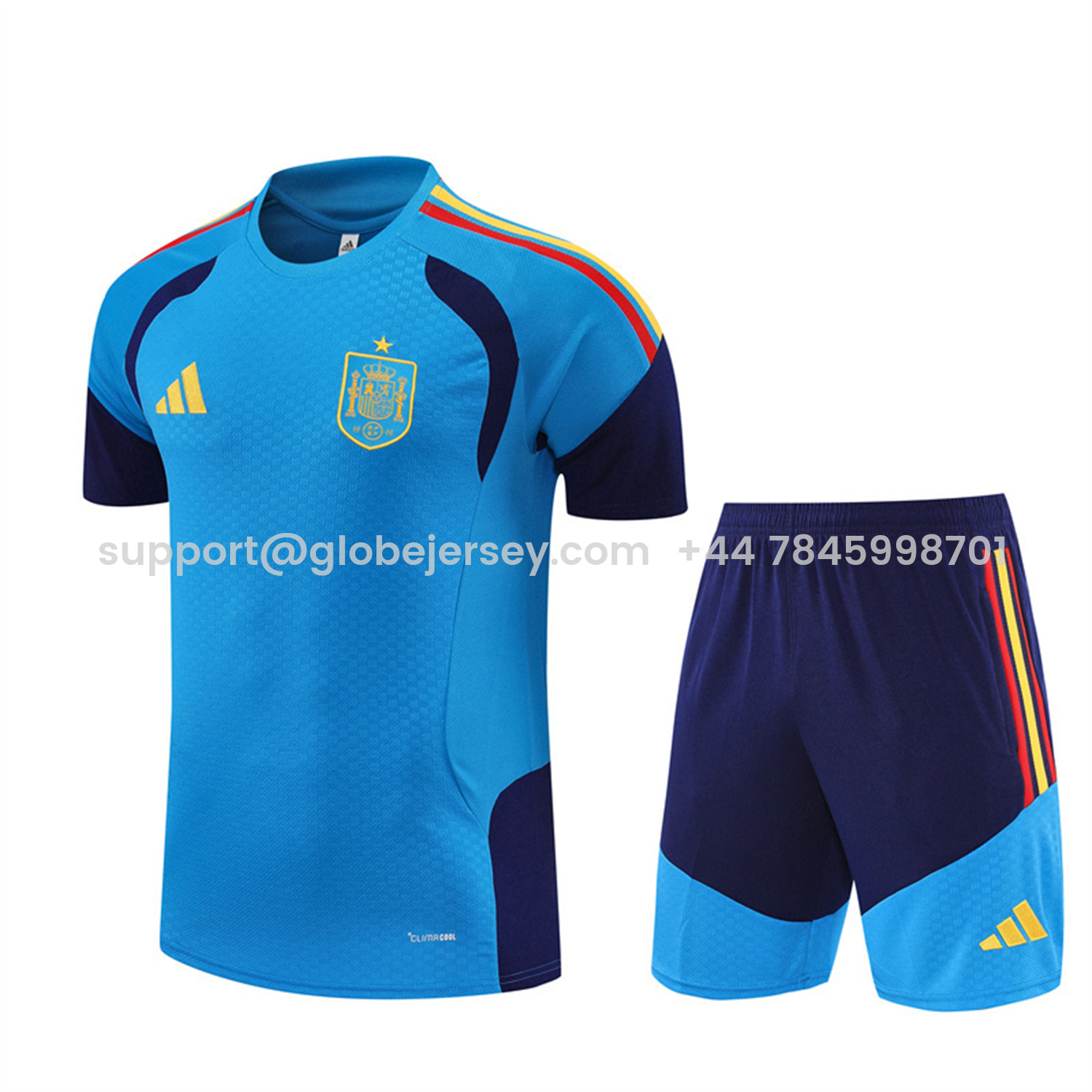 Spain 2026 Short-Sleeve Training Set - Lake Blue Top & Shorts