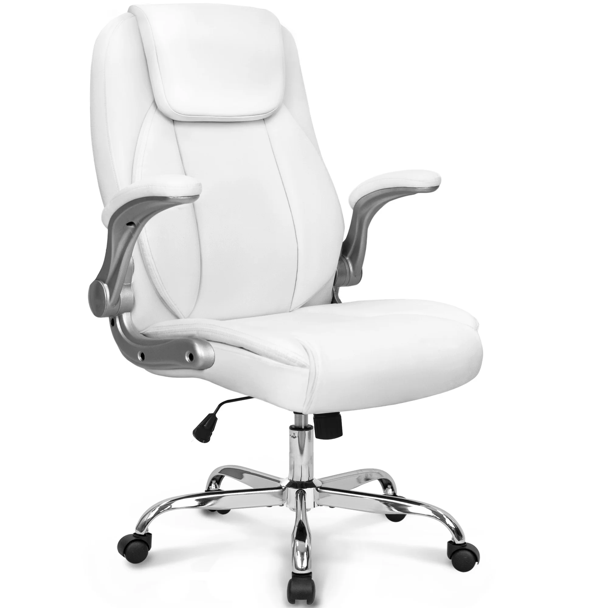 NEO CHAIR Executive Office Chair, Ergonomic High back Cushioned, Wide Leather Seat 8 Hours Heavy Duty Design, Flip Up Armrest Computer Desk Chair, Black