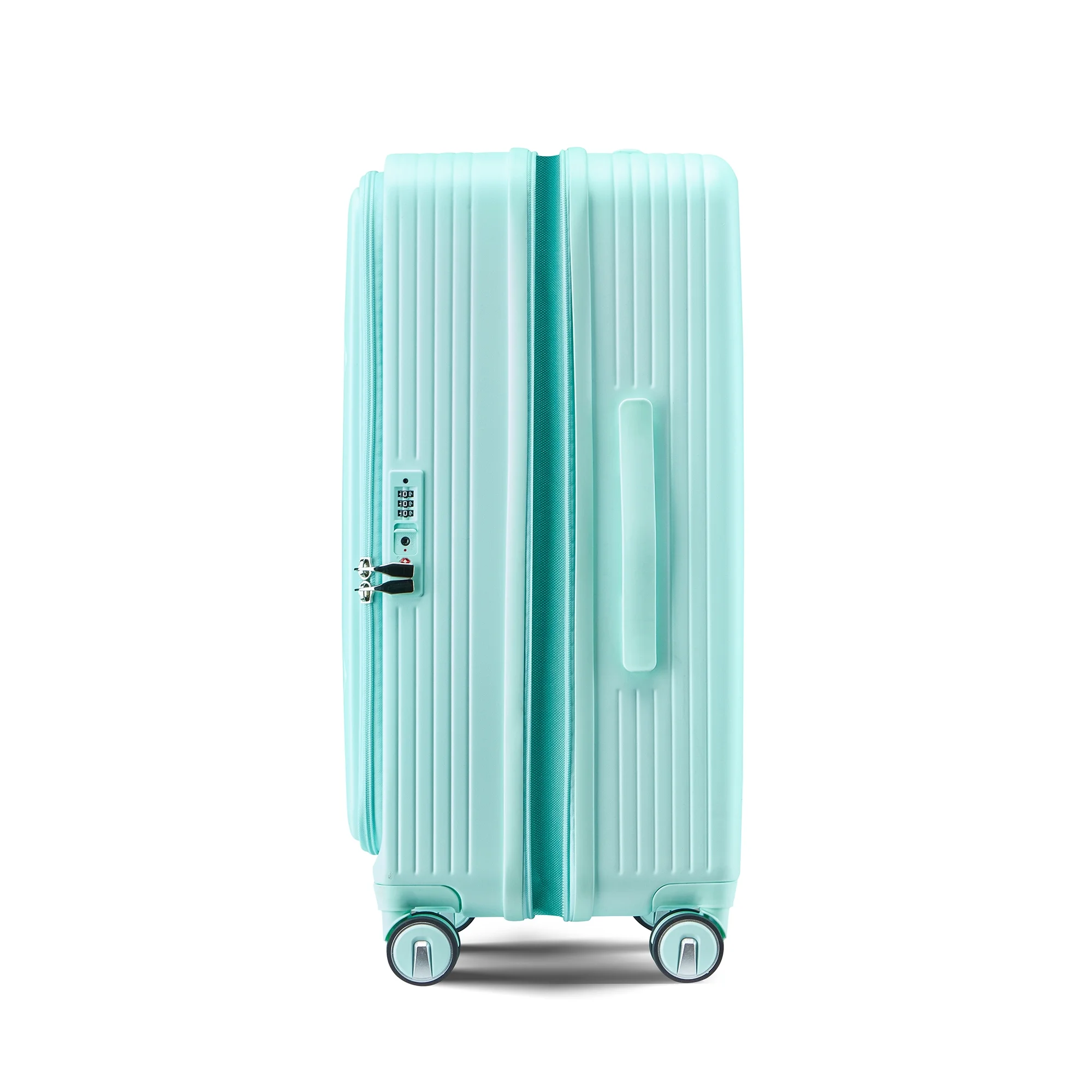 POWANLI 3 Piece Luggage Sets (20''24''28''), PC Hard Shell Expandable Lightweight Carry On Luggage, with Front Pocket and Spinner Wheels, TSA Lock, Airline Approved(Mint Green)
