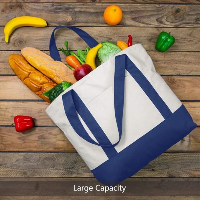 CANVORY 1-Pack Canvas Tote Bag with an External Pocket