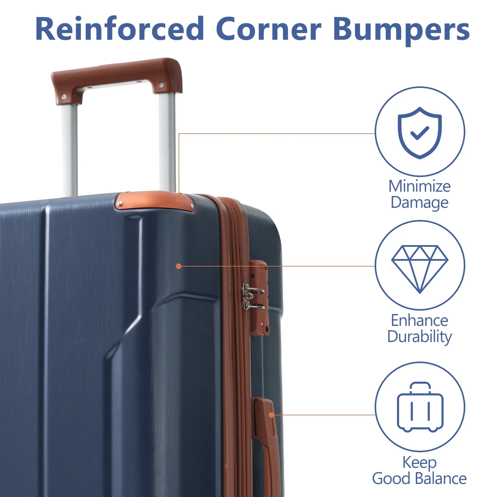 Luggage Sets 3 Piece, Expandable Hard shell ABS Suitcases with Double Spinner, Travel luggage Set