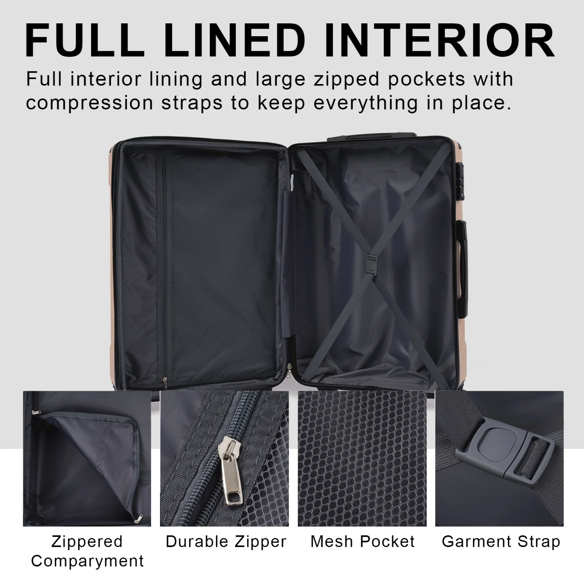 Luggage Sets 3 Piece, Expandable Hard shell ABS Suitcases with Double Spinner, Travel luggage Set