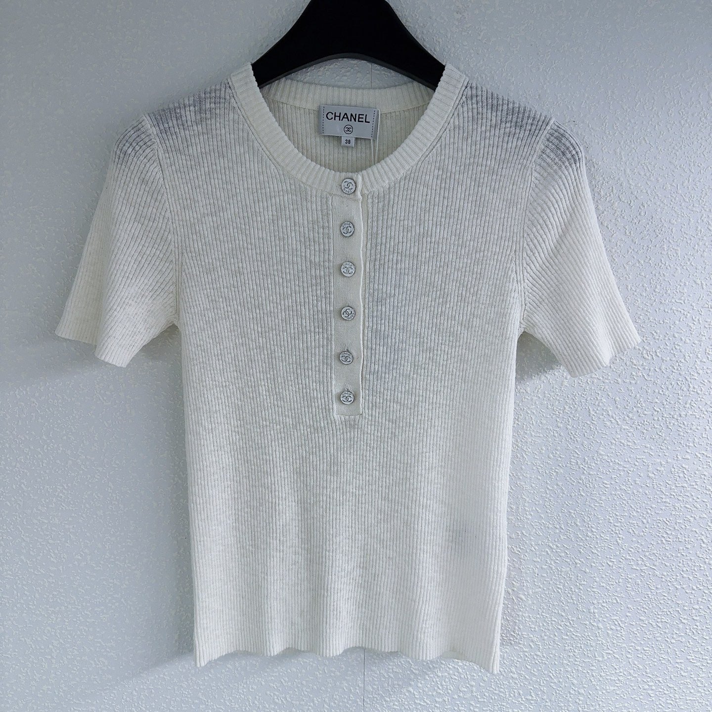 Round neck button-down short-sleeved knitted half cardigan