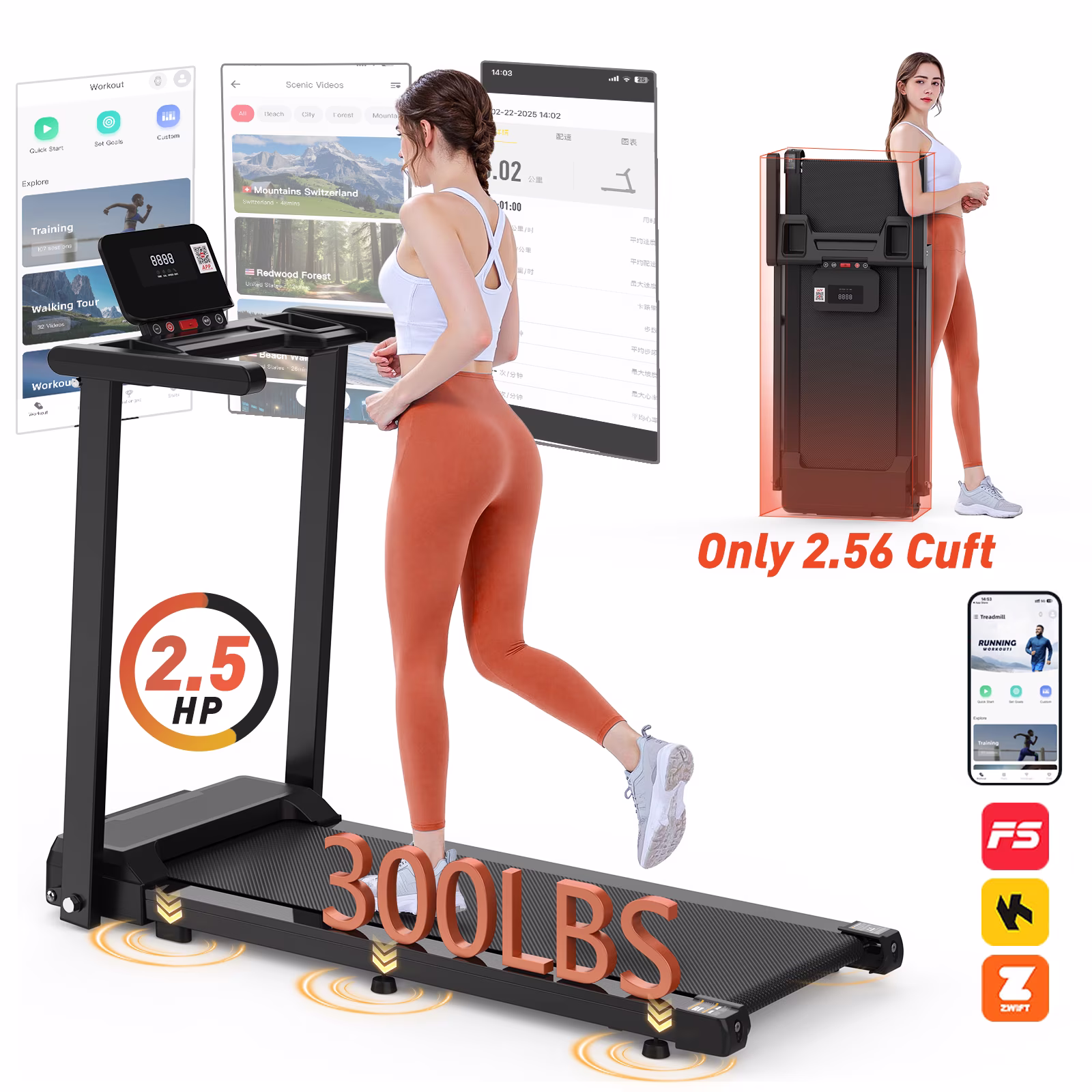 [TREADMILL CLEARANCE] FYC 2.5HP Folding Treadmill with Adjustable Height Desk & Incline - Compact Electric Treadmill Bluetooth Speaker for Running Walking Foldable Portable  (Silver)