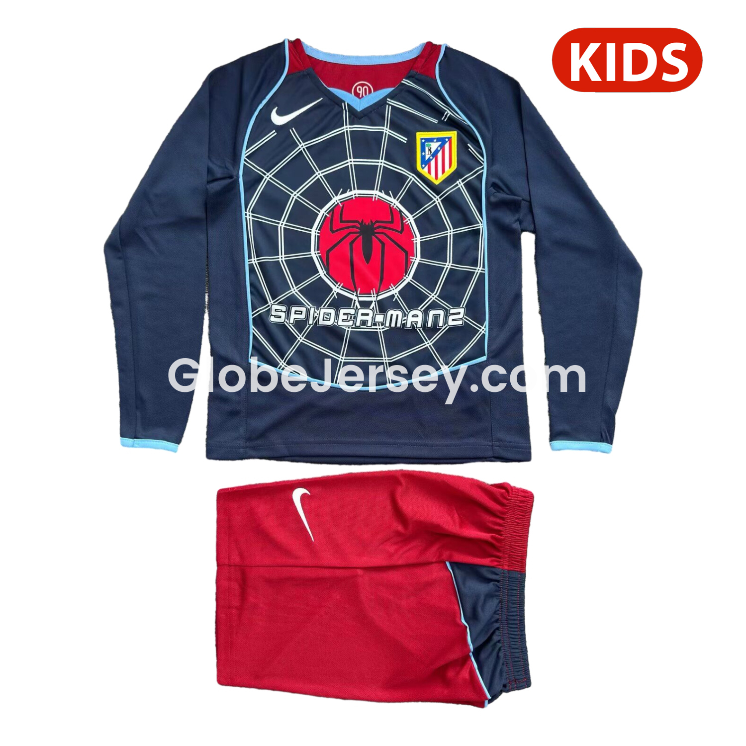 Retro Atletico Madrid 2004-05 Away S.p.i.d.e.r M.a.n Special Long Sleeves Kids Kit