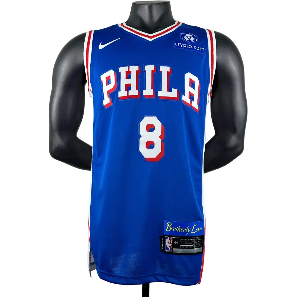 Embroidered 76ers V-neck blue No. 8 George