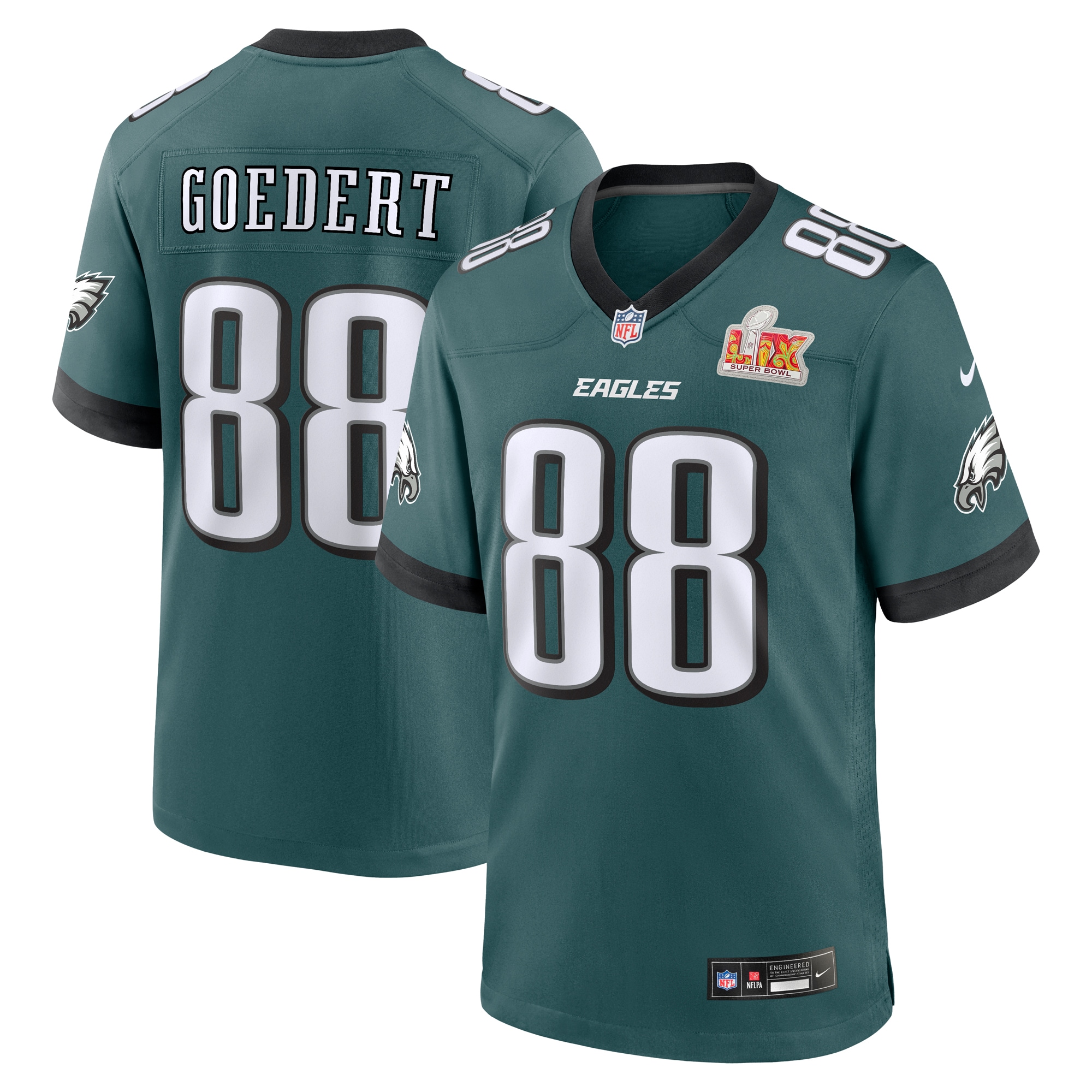 Men's Philadelphia Eagles Dallas Goedert Midnight Green Super Bowl LIX Game Jersey