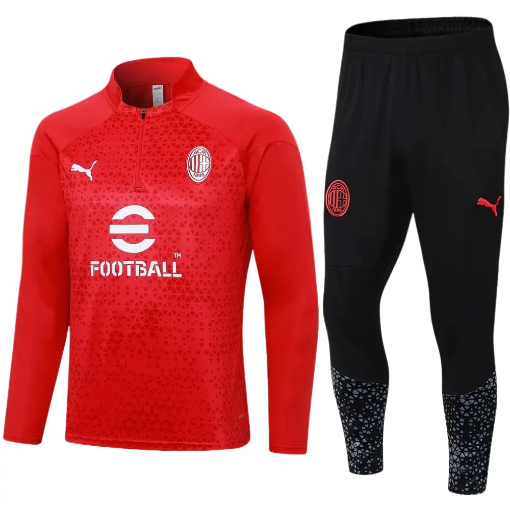 2023/2024 AC Milan Half Pull Training Wear Red Football Jersey 1:1 Thailand Quality Suit