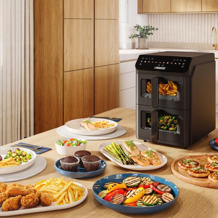 PRINCESS - Friggitrice ad aria DUAL VERTICAL-Nero