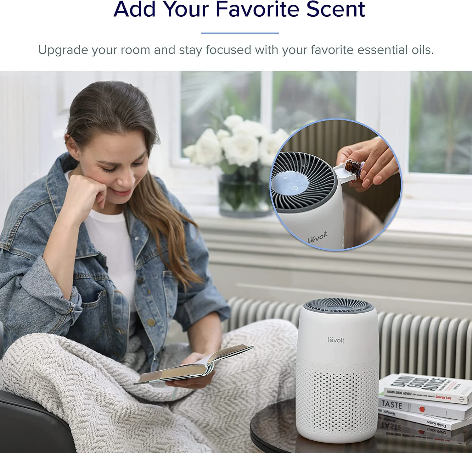 Levoit Desktop HEPA Air Purifier with Aroma for Bedroom & Office (178 Sq. Ft), Core Mini, White