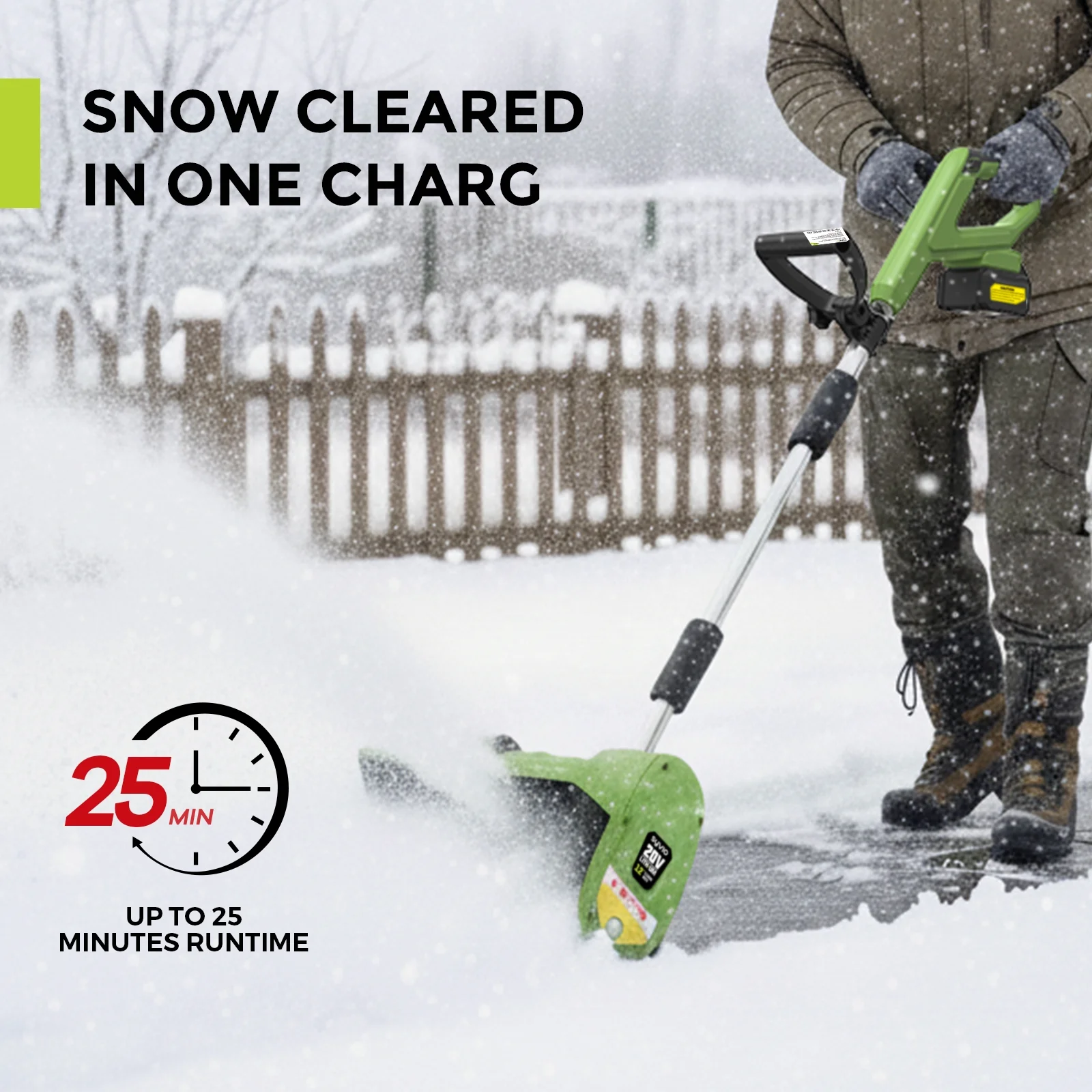 Syvio Cordless Snow Shovel, 24V | 12-Inch | 4-Ah Cordless Snow Blower, Battery Snow Blower with Directional Plate & Adjustable Front Handle (4-Ah Battery & Quick Charger Included)