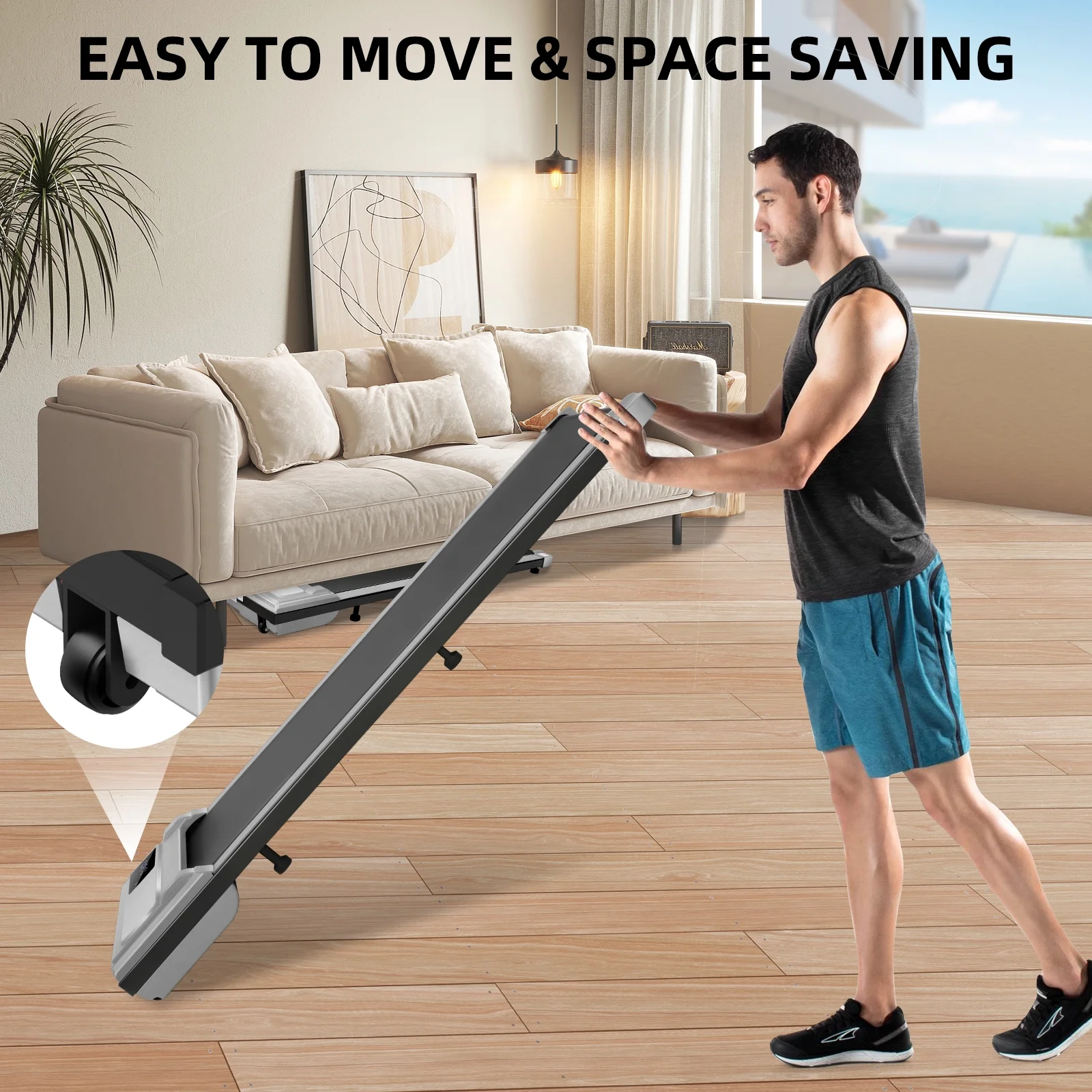 Walking Pad Treadmill, 2.5HP Under Desk Treadmill with Remote Control and LED Display, Portable Walking Treadmill for Home Office, Walking Jogging Machine with 300 lbs Weight Capacity