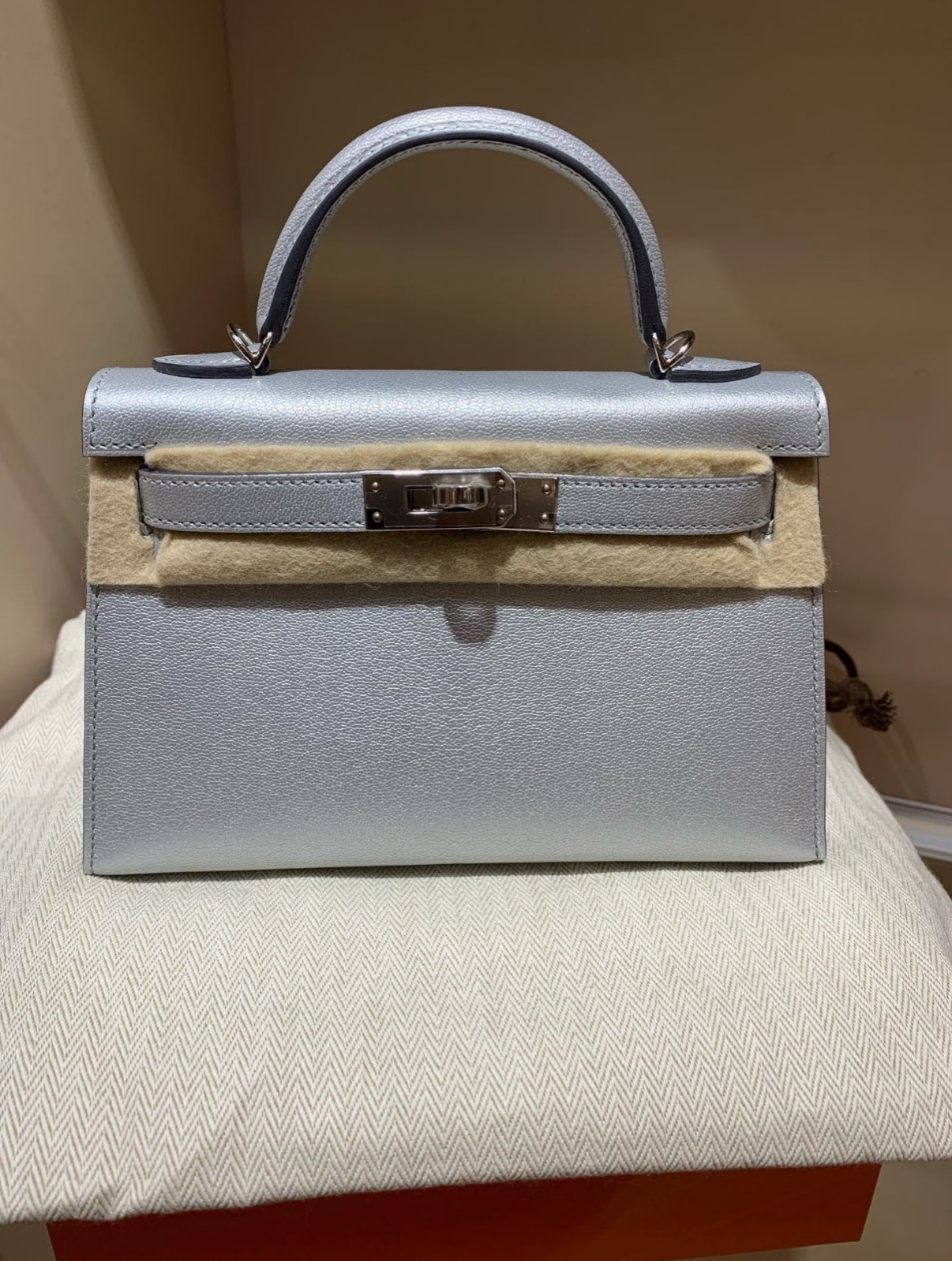 Kelly Mini 2 Olympic Silver Goat leather Custom