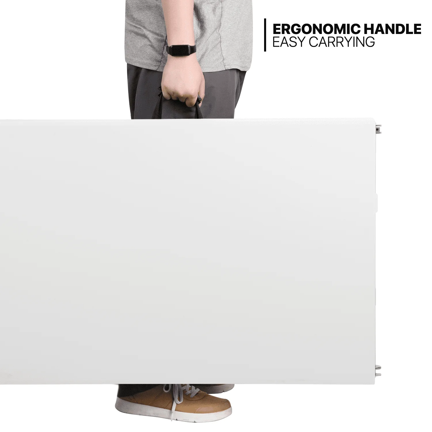 MoNiBloom 8Ft Folding Heavy Duty Table, Indoor Outdoor Portable Rectangle Plastic Picnic Desk with Steel Frame and Handle, White