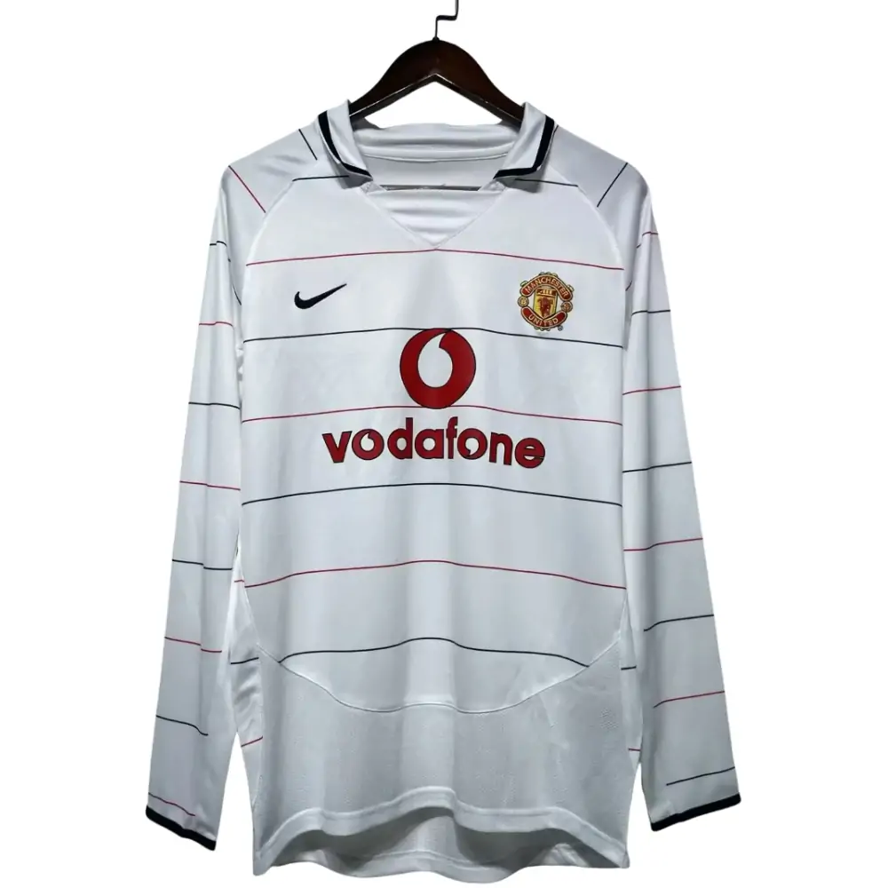 2003-04 Manchester United second away white long sleeved retro jersey - Fans Edition