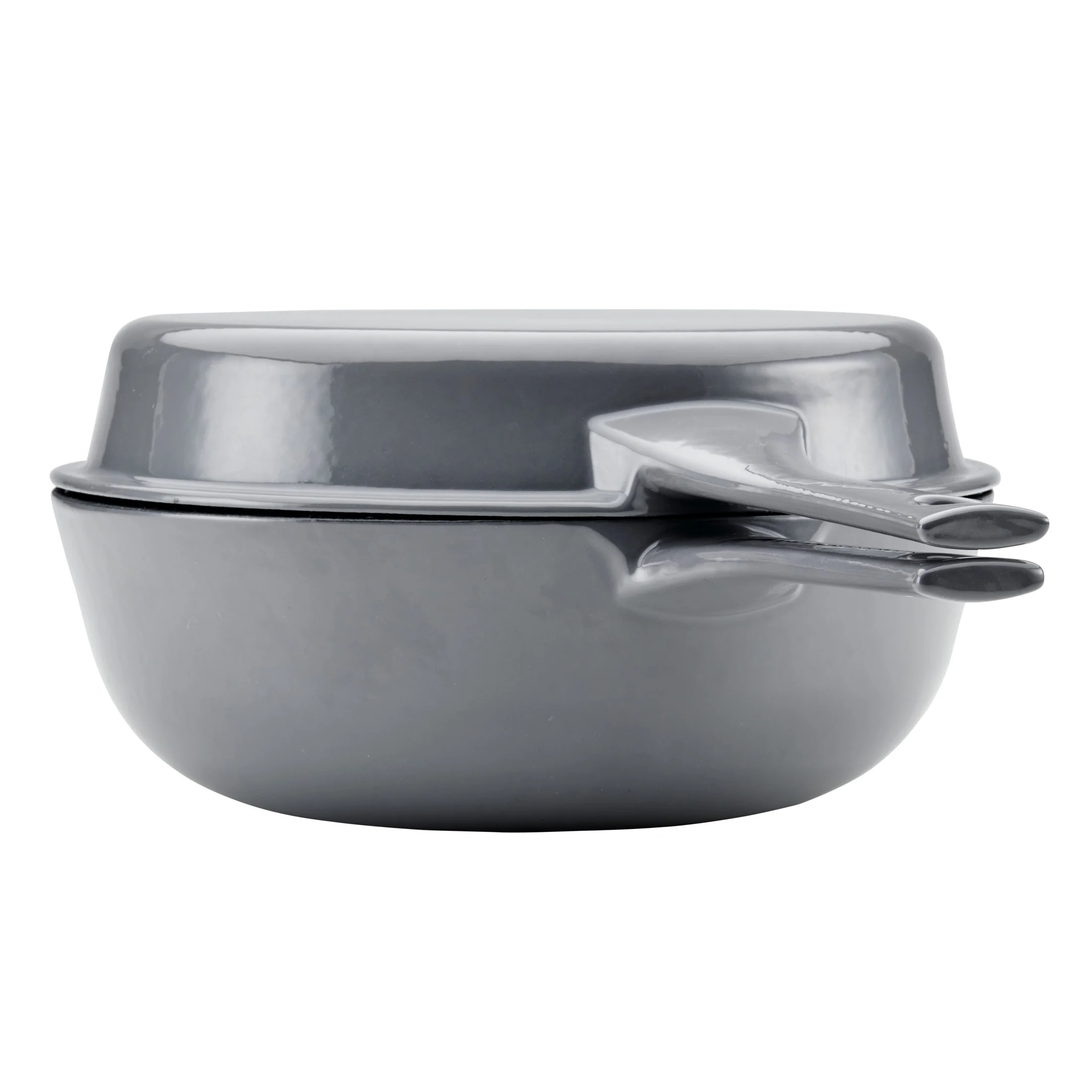 Rachael Ray Enameled Cast Iron 3-in-1 Dutch Oven Skillet Saute Combo, 4 Quart, Gray
