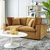 Modway Commix Down Filled Overstuffed Performance Velvet Ottoman in Navy