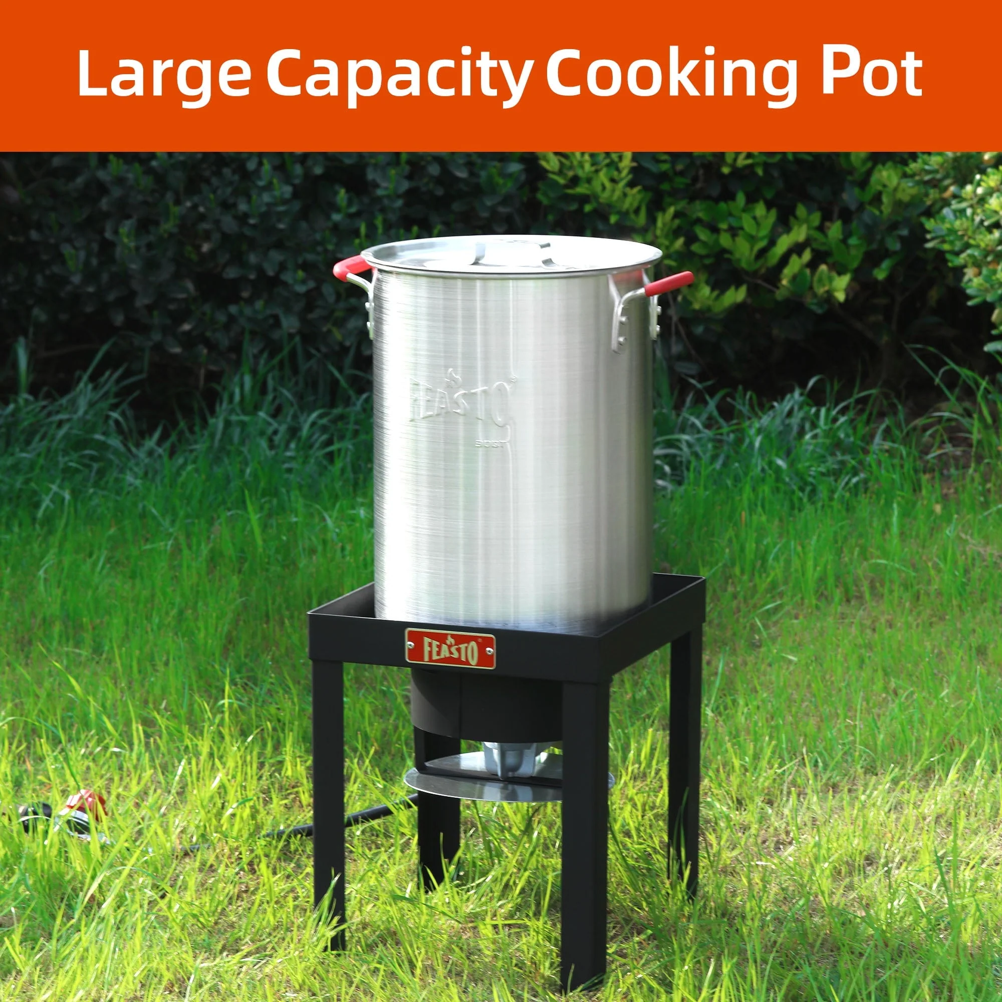 Feasto 30QT Aluminum Turkey Fryer Seafood Boiler Set Outdoor Propane Gas Cooker