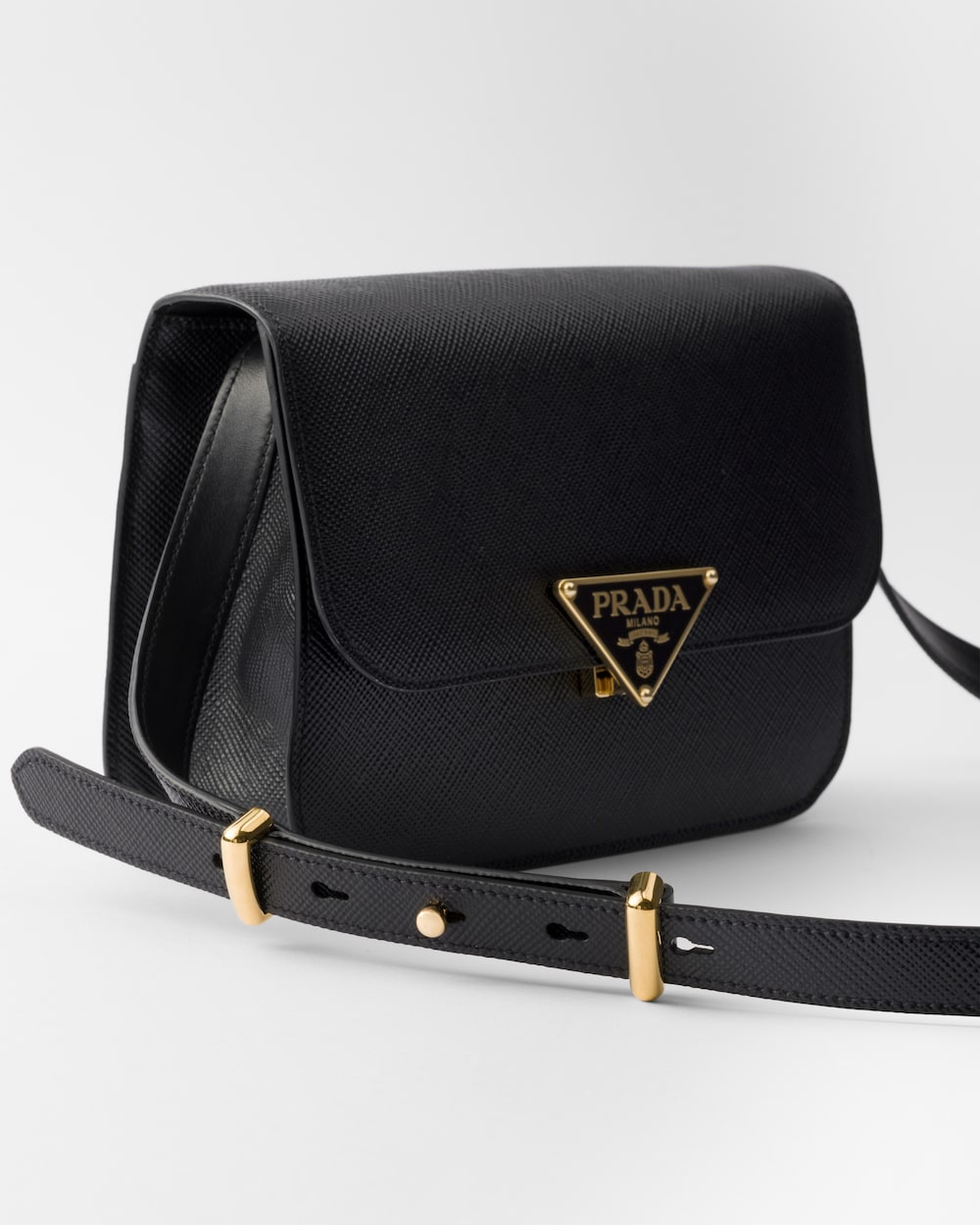 Saffiano Leather Flap Shoulder Bag