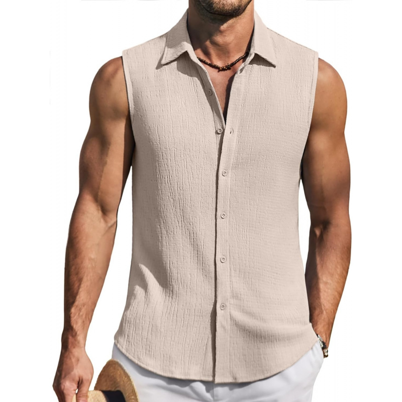 Men's Summer Sleeveless Shirts Beach Knit