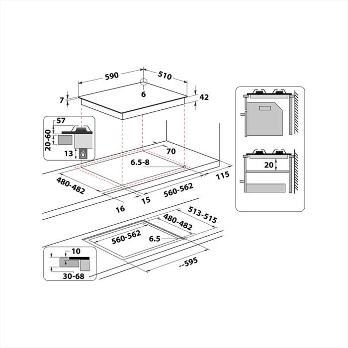 WHIRLPOOL - Piano cottura a gas GOA 6423/NB1 59 cm-Nero