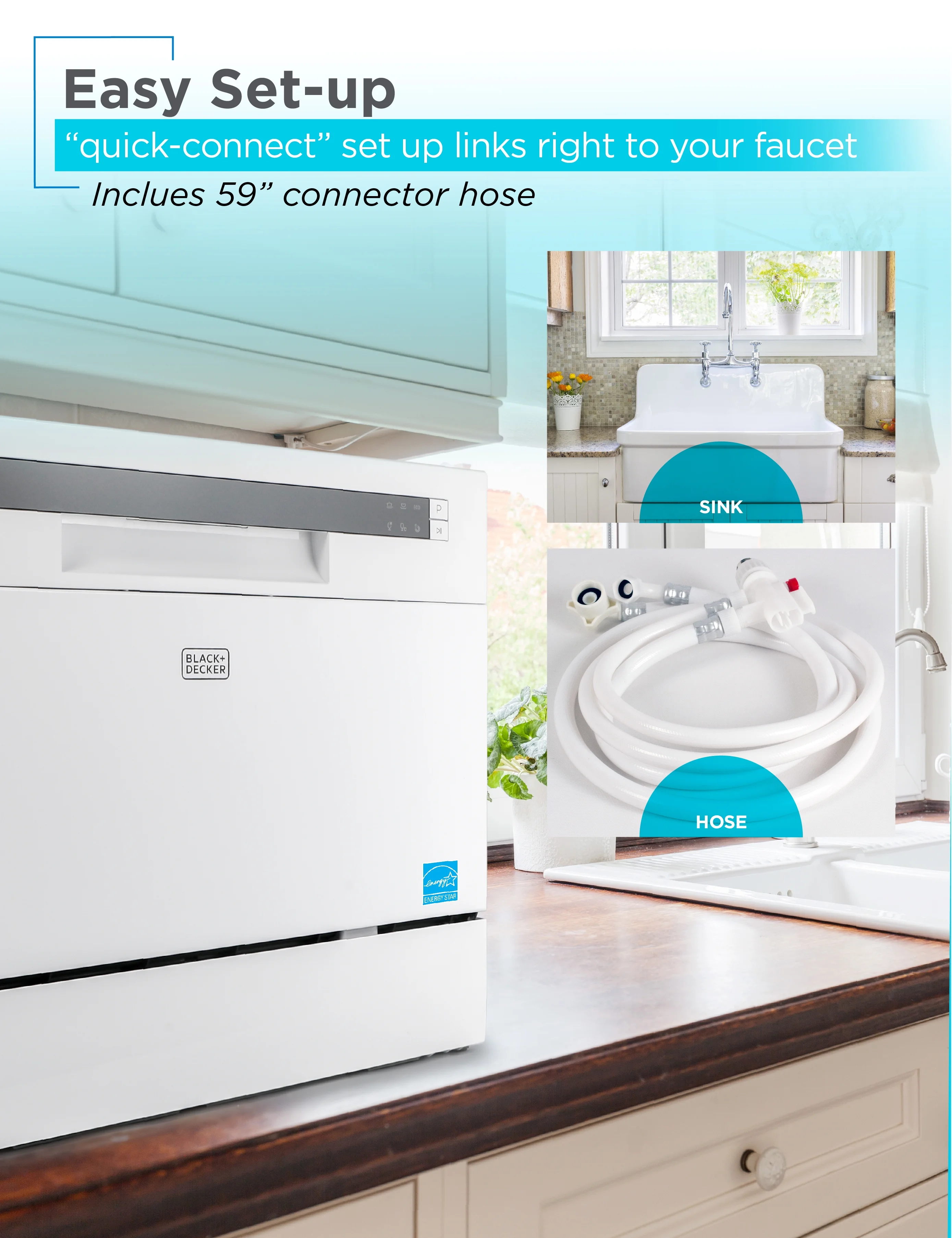 BLACK?Ӕ BCD6W Compact Countertop Dishwasher, 6 Place Settings, White