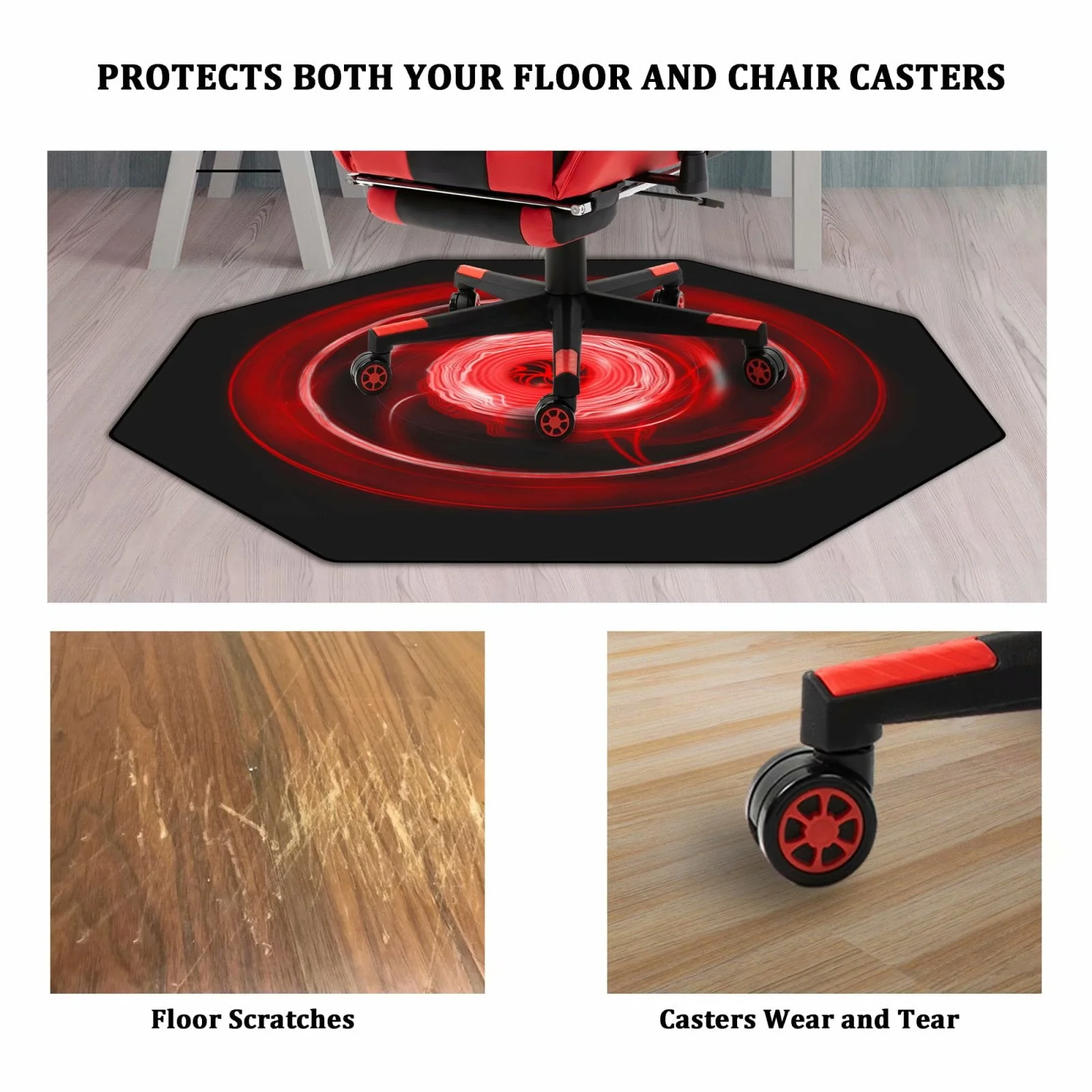 Premium Office Chair Mat for Carpeted Floor, 45x45, Heavy Duty, Easy Glide Gaming Chair Mats for Chairs, Good for Desks and Home, Protects Floors, High Impact Strength