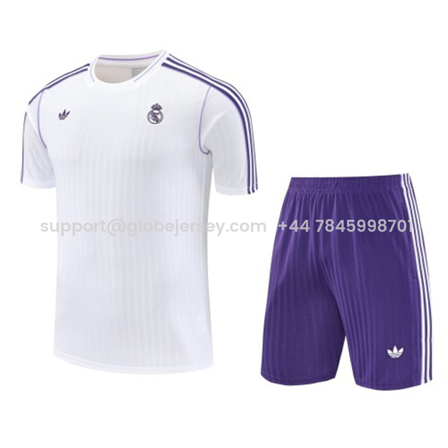Real Madrid 25-26 Short-Sleeve Training Set - Purple And White Top & Purple Shorts