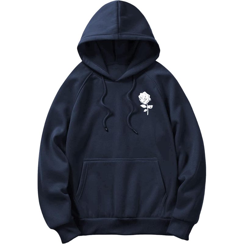 Men's Graphic Print Long Sleeve Drawstring Hoodie Pullover Sweatshirt