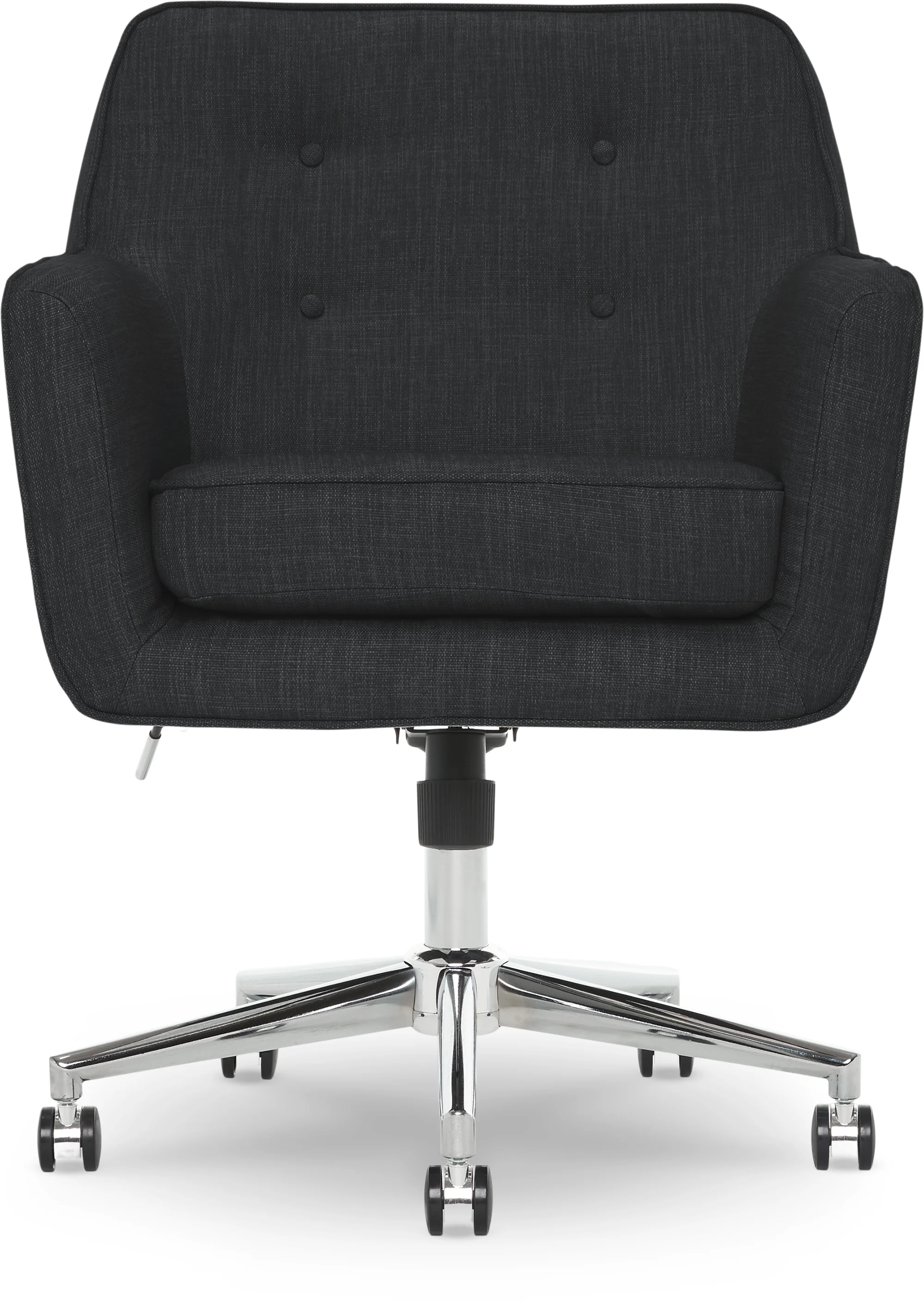 Serta Ashland Office Desk Chair, Button Tufted Mid-Back, Memory Foam Cushion, Chrome Swivel Base, Charcoal