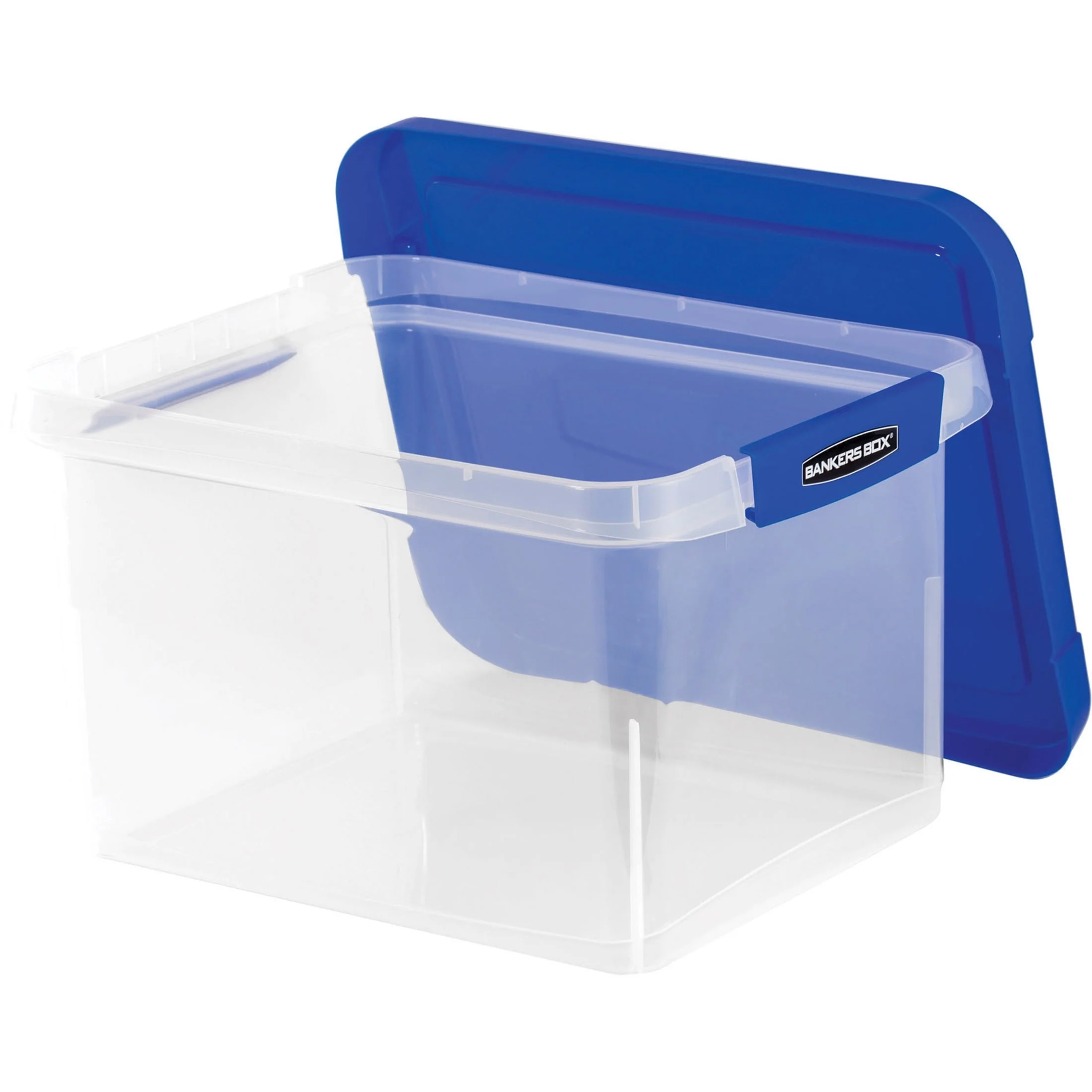 Fellowes, FEL0086201, Heavy Duty Letter/Legal Plastic File Box, 1 Each, Clear,Blue