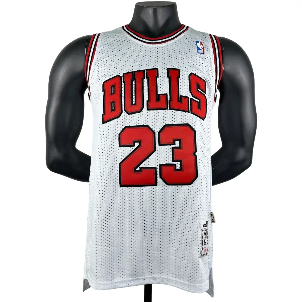 Embroidered MN retro jersey Bulls 97/98 season white No. 23 Jordan