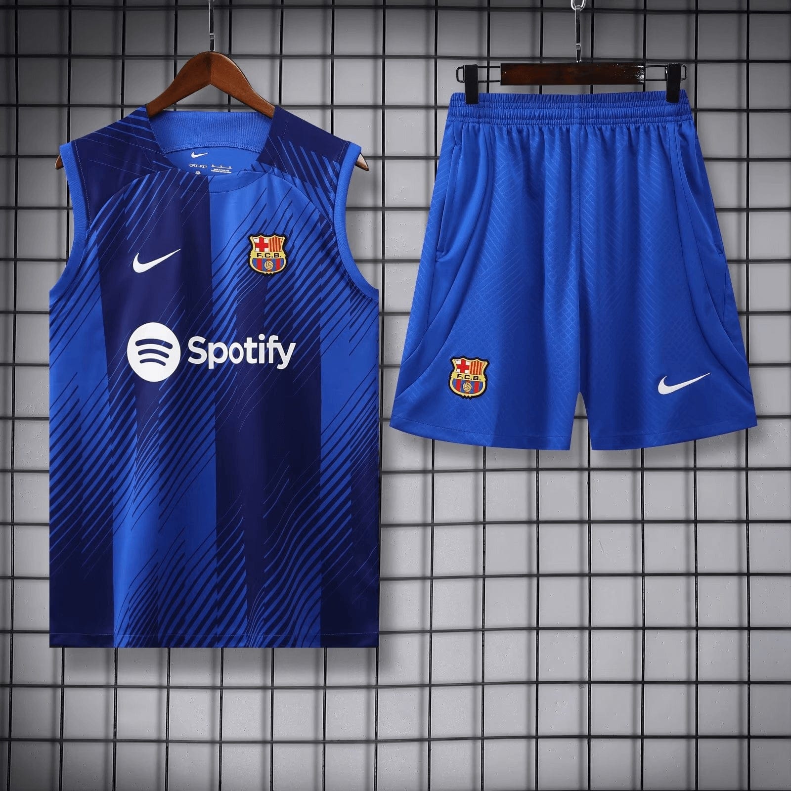 2023/2024 Barcelona pre-match training Blue Jersey+Shorts 1:1 Thai Quality