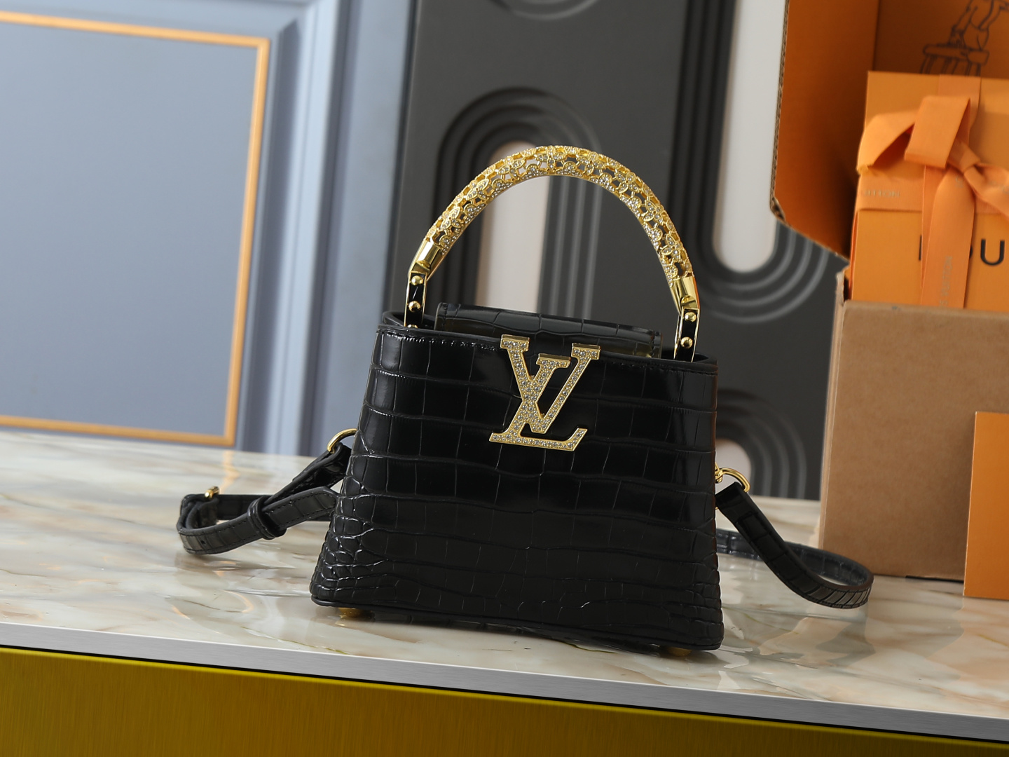 LV Capucines Top Handle Bag Crocodile
