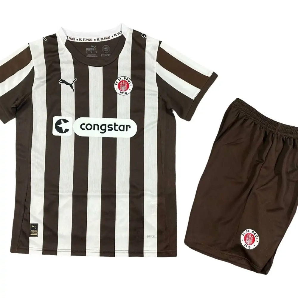 2025-26 FC St. Pauli Home Kit - Short Sleeve Children's suit Fans Edition