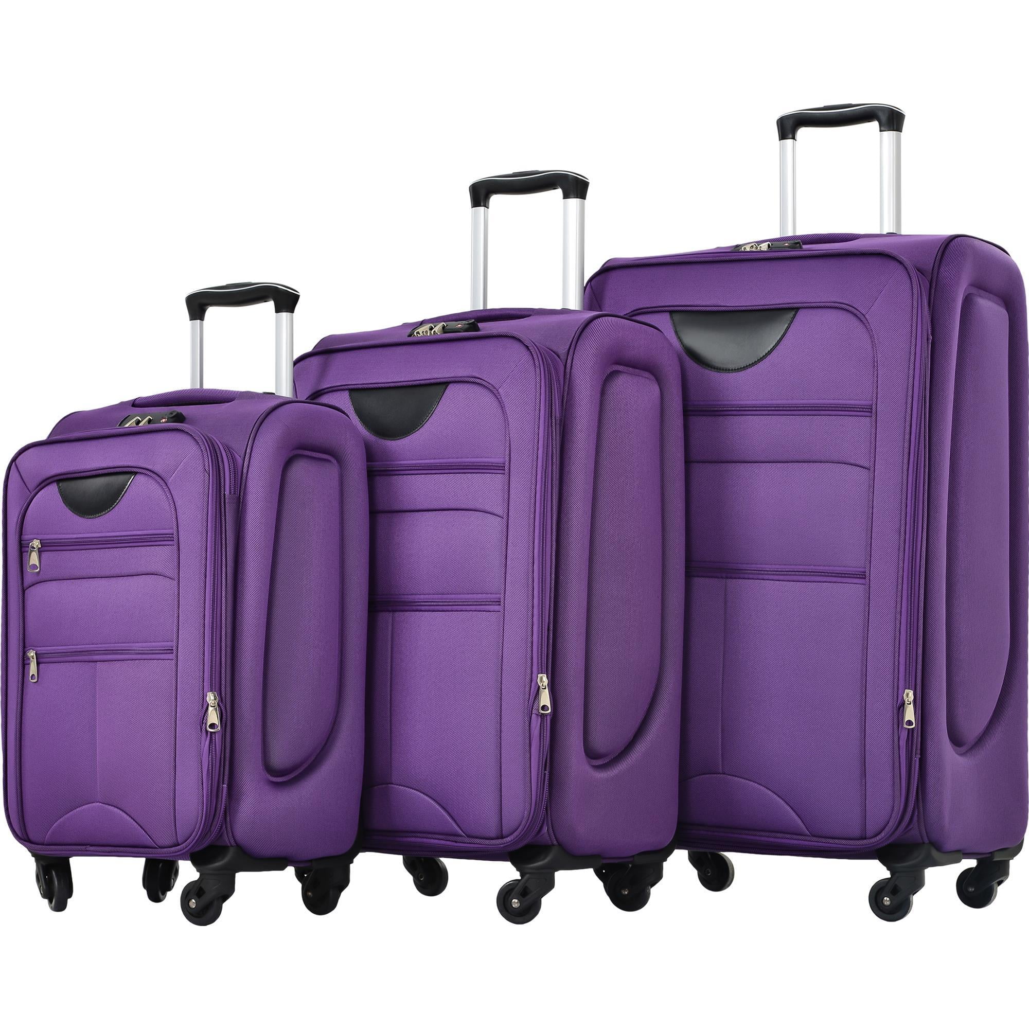 Zimtown 22in 26in 30in Softside Luggage, Expandable 3 Piece Set Suitcase Lightweight Luggage Travel Set, Black