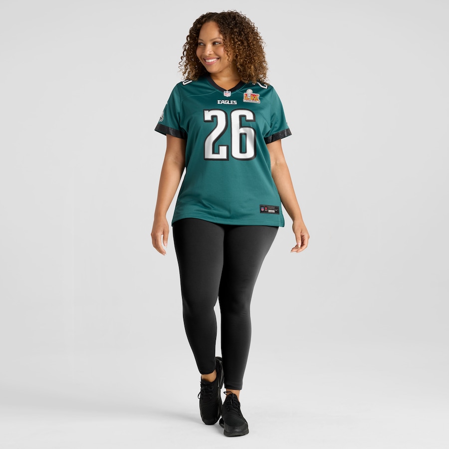 Women's Philadelphia Eagles Saquon Barkley Midnight Green Super Bowl LIX Game Jersey