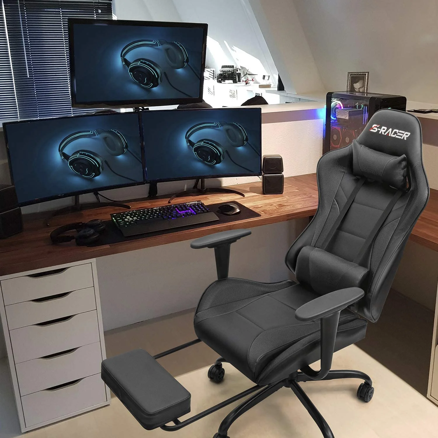 Lacoo High Back Gaming Chair Ergonomic Gaming Computer Chair,Black