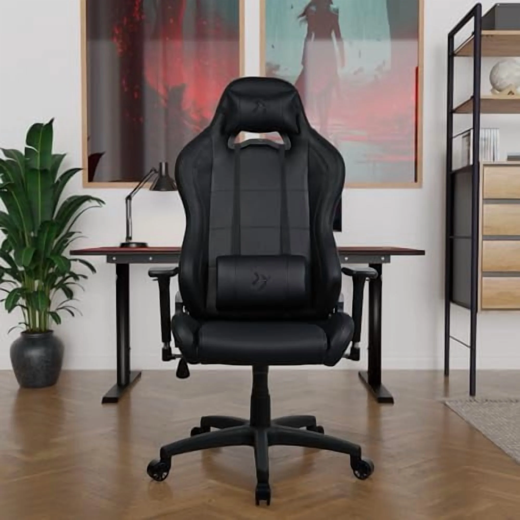 Arozzi Torretta Soft PU Leather Material Gaming Chair, Durable Ergonomic Office Chair with Adjustable Height, 3D Armrest & 2 Supportive Pillows (Pure Black)