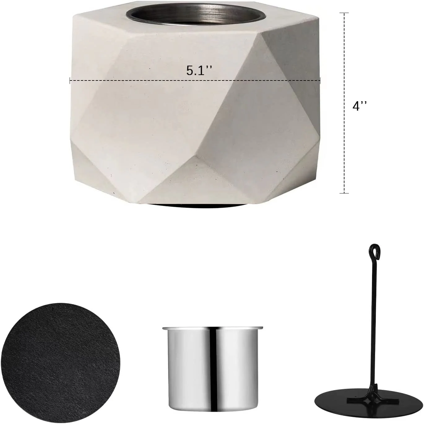 Table Top Fire Pit, GAITON Portable Concrete Mini Fire Pit Bowl Tabletop Smores Maker Alcohol Fireplace with Lid for Patio Backyard