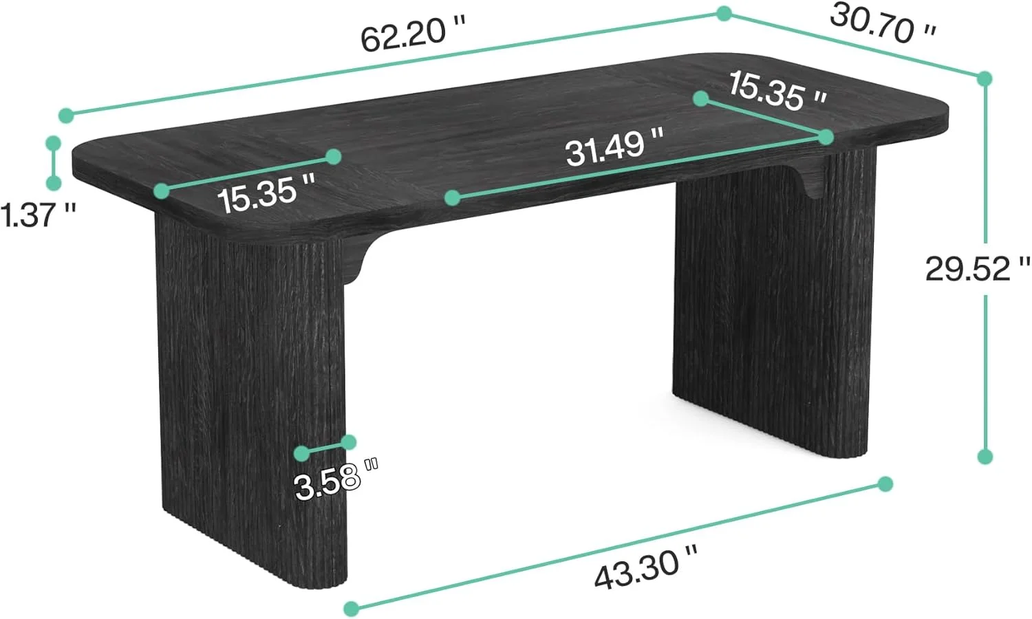 Tribesigns 63'' Computer Desk, Simple Rectangular Writing Table for Home Office Study Room Bedroom