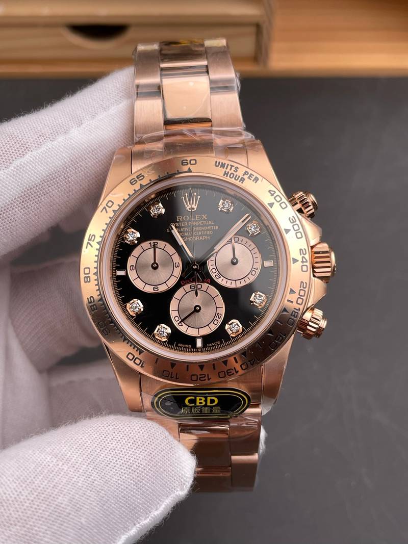 Rolex Daytona Rose Gold Black Gold Diamond
