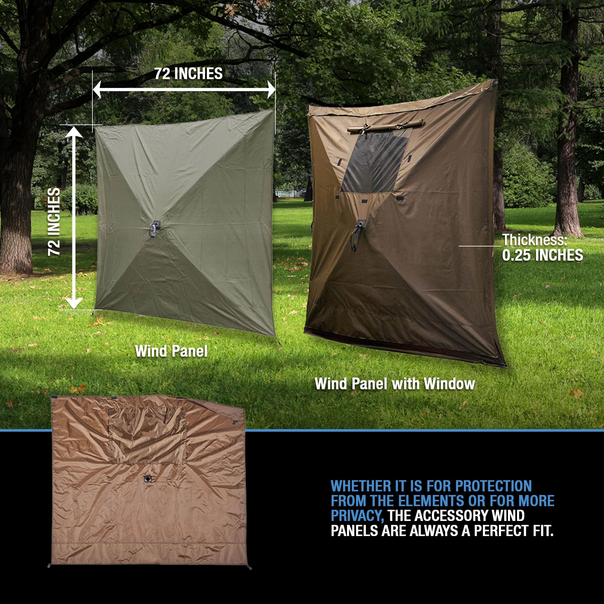 Clam Quick-Set Screen Tent Wind & Sun Panel, Accessory Only, Brown (6 Pack)