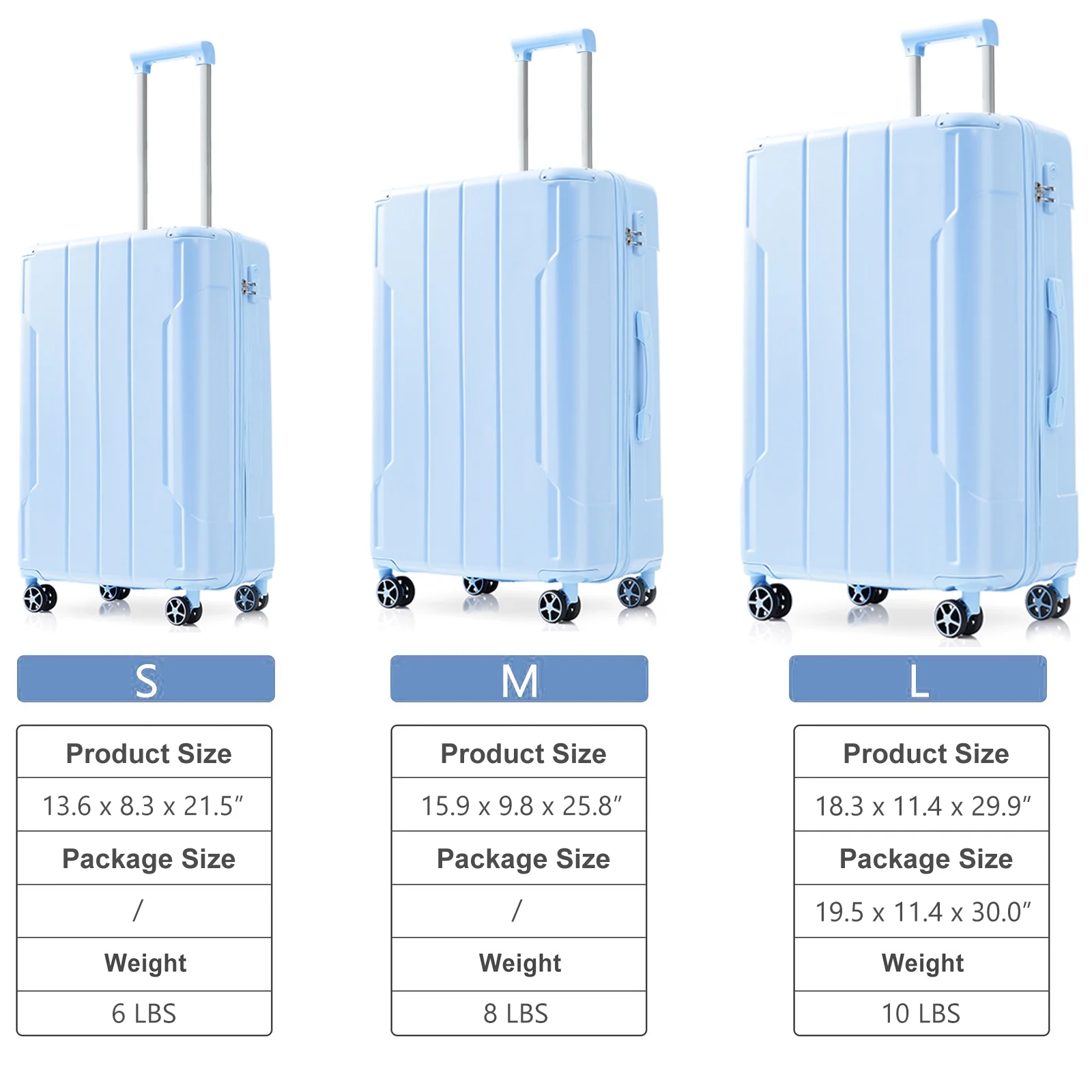 EUROCO 3 Piece Luggage Set, Expandable Hardshell Suitcase with TSA Lock and Double Spinner Wheels,ABS Lightweight Durable Travel luggage Set(20