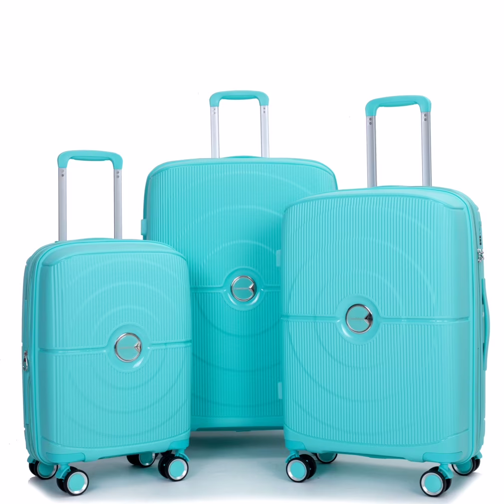 3 Pieces Luggage Set (20/24/28), Expandable PP Lightweight Hardshell Durable Suitcase with 4 Double 360 Degrees Mute Spinner Wheels and TSA Lock for Men Women, Black