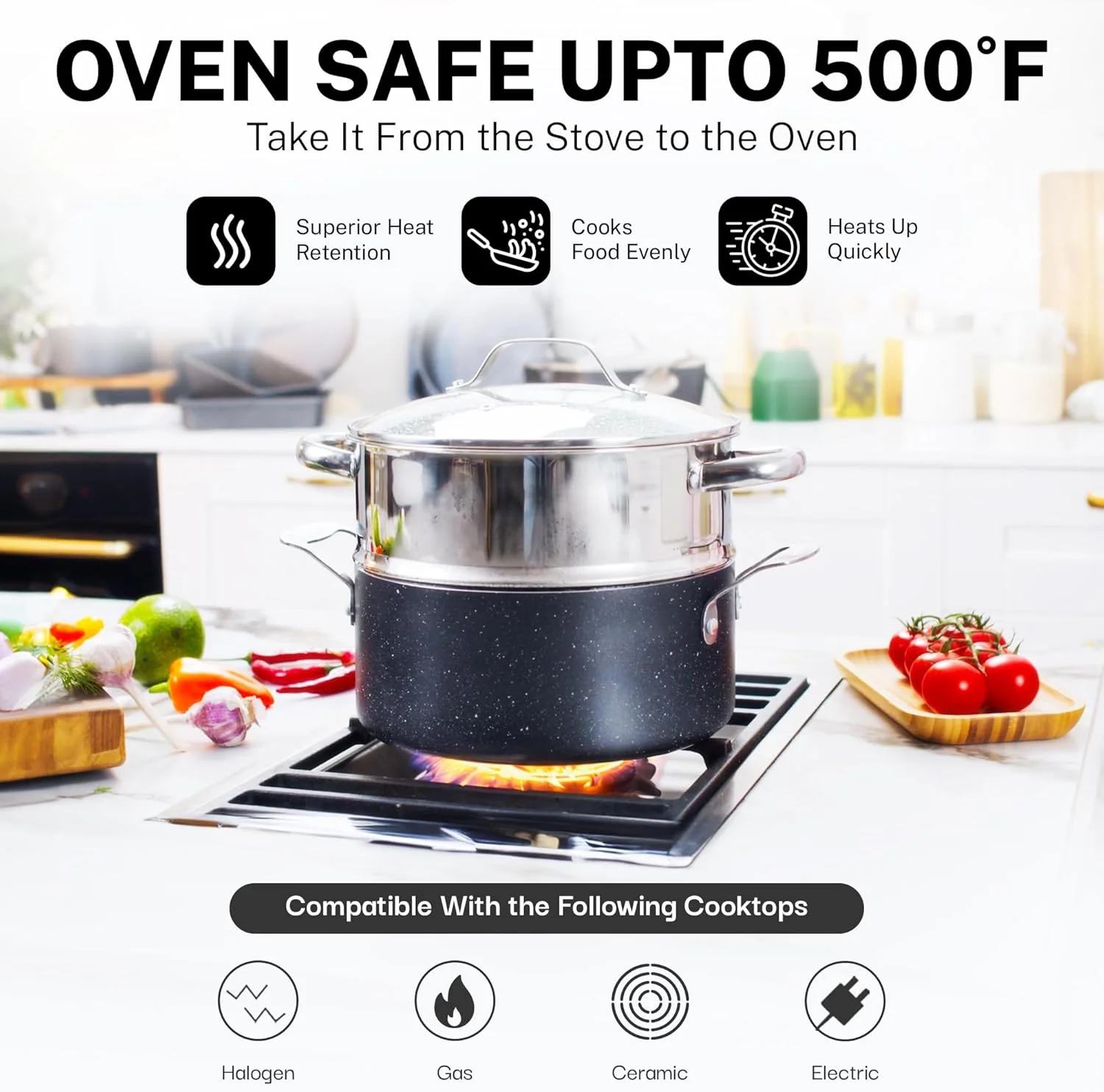 Granitestone Pots and Pans Set, 20 Piece Complete Cookware + Bakeware Set with Ultra Nonstick, Includes Frying Pans, Saucepans, Stock Pots, Steamers, Cookie Sheets and Baking Pans