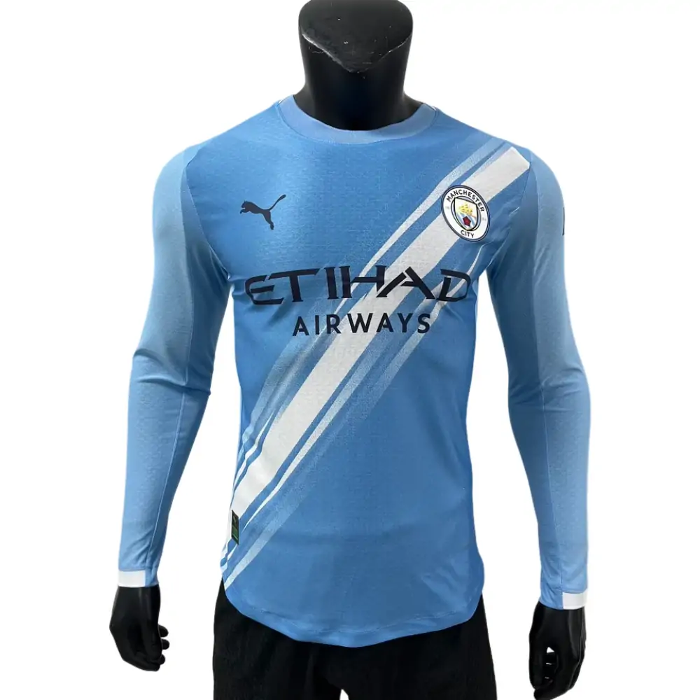2025-26 Manchester City Home Long-Sleeve Kit - Player Version