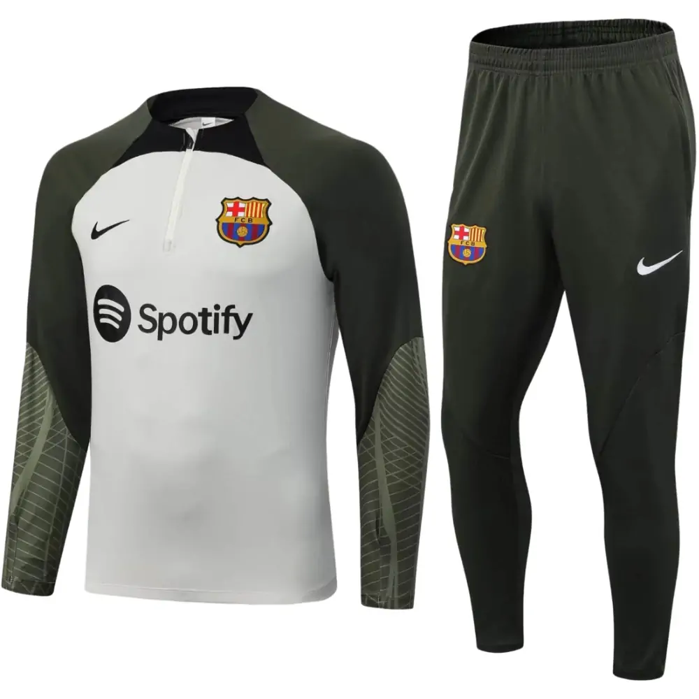 2023/2024 Barcelona Half-Pull Training Suit Grey Jersey Set