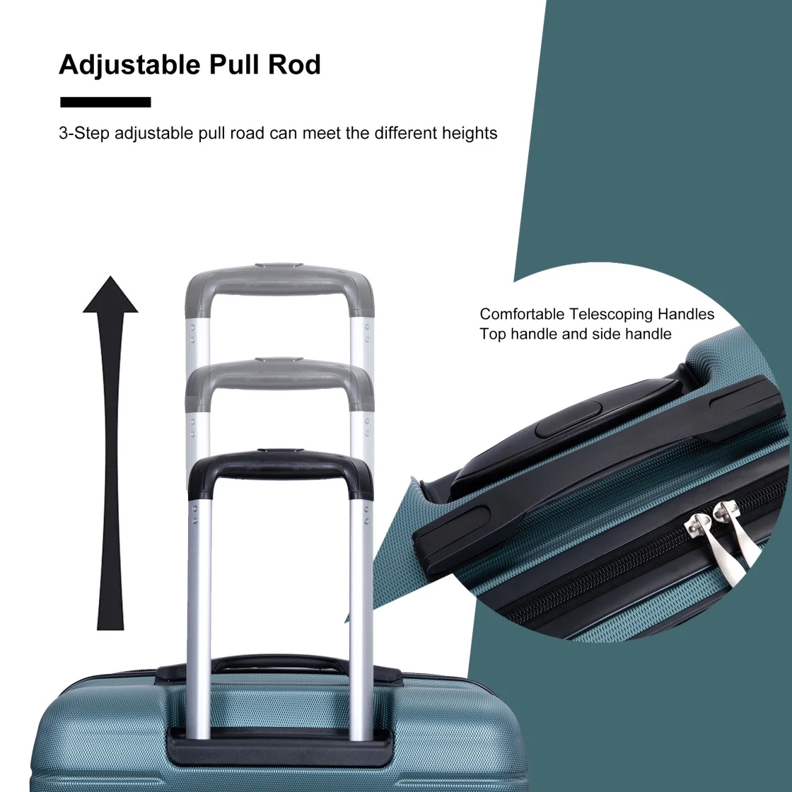 3 Piece Luggage Sets, PC Lightweight Durable Expandable Suitcase with 2 Hooks and TSA Lock, Suitcases with Wheels,21in 25in 29in,Gray