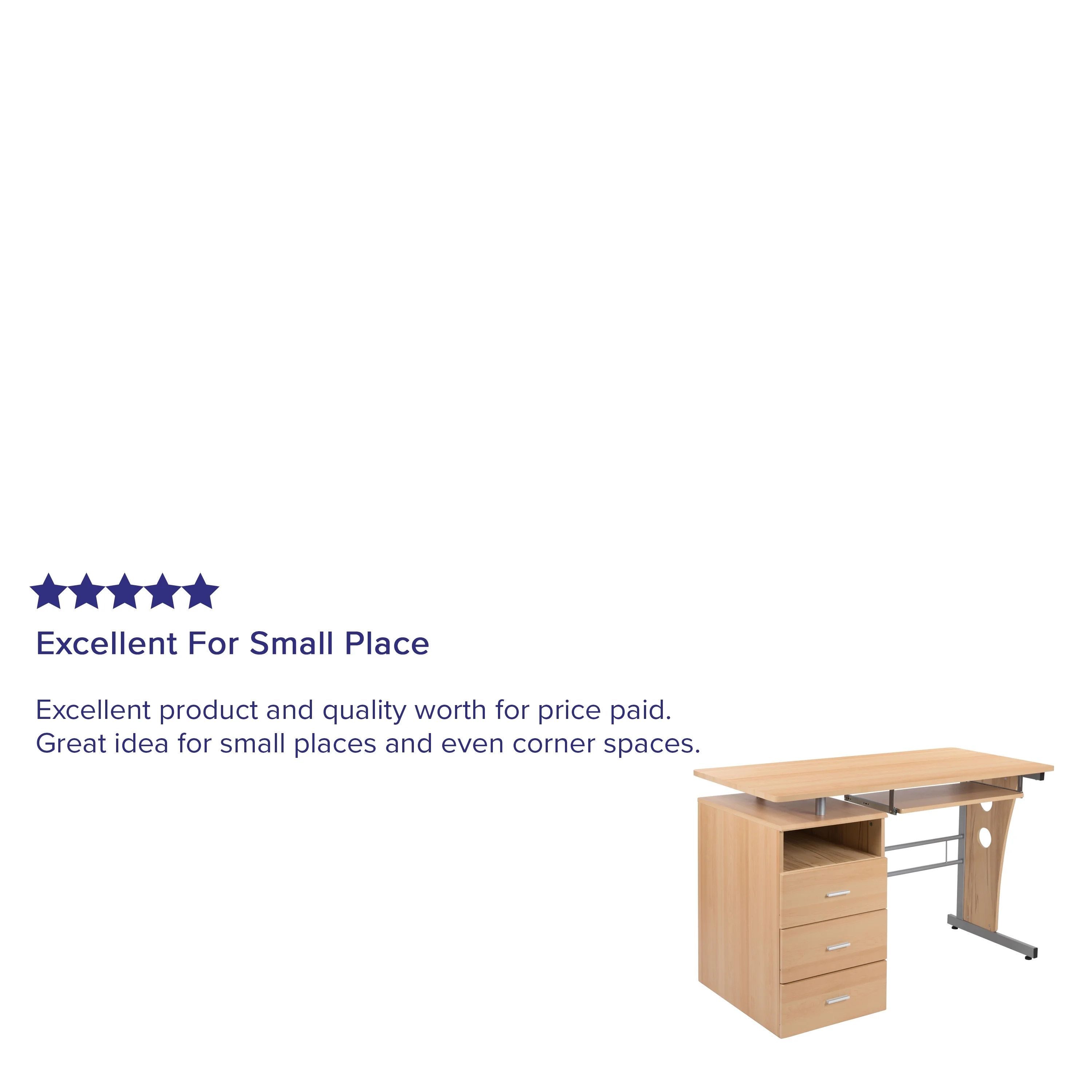 Flash Furniture Rustic Walnut Desk with Three Drawer Pedestal and Pull-Out Keyboard Tray
